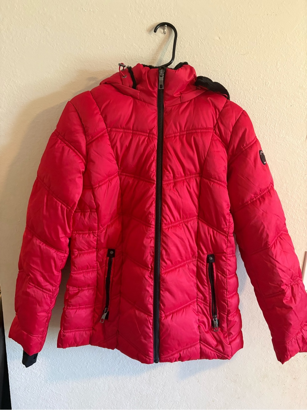 Nautica Bright Red Quilted Kids Puffer Jacket with Hood